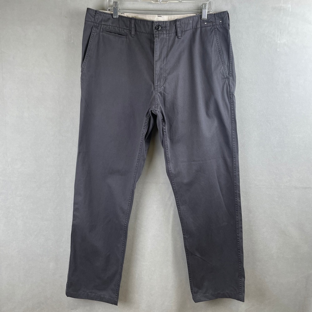 Uniqlo Slim Fit Chino Pants Mens 38x30 Dark Gray Cotton Twill Trousers Norm READ